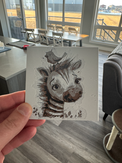 zebra coaster - hueforge 100x100mm by canadian gamer generative 3d model & lithophane animal art 3d print model - Mito3D