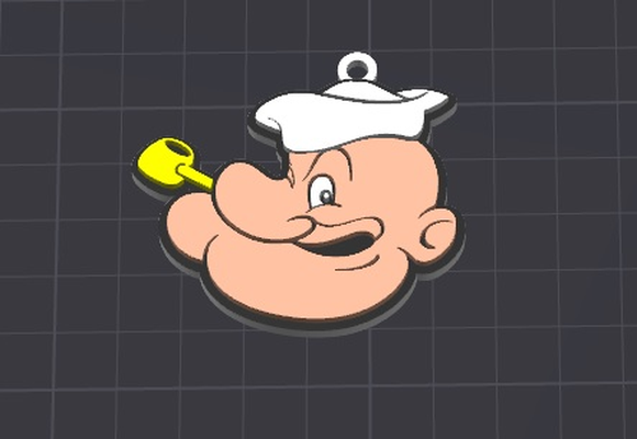 cartoon character popeye keychain necklace charm free commercial by dominator334 art 2d cute cartoons fun key love ring rings keyring keyrings chain chains keychains accessories accessory kid kids gift gifts necklaces charms ams ready happy disney girl girls boy boys child children easy to print easytoprint 3d print model - Mito3D