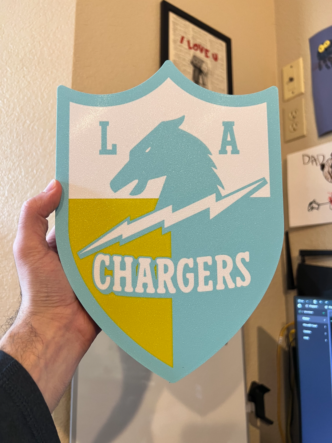 los angeles chargers lightbox by scprintdustries art signs & logos nfl football san diego bolts bolt up light box lightart 3D print model - Mito3D