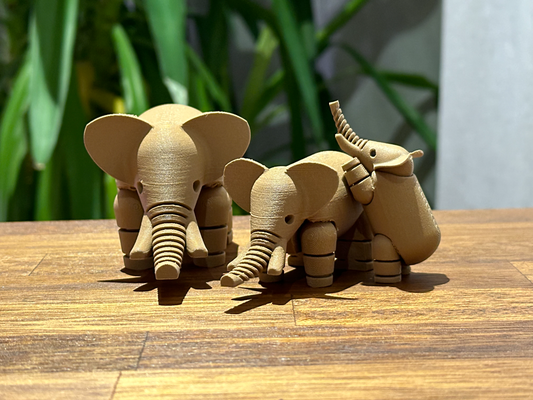 souple l'éléphant flottant couches fixé tronc + jambes renforcé remixé by 39 ours miniatures animaux mignonne articulé animal remix réparer 3d print model - Mito3D