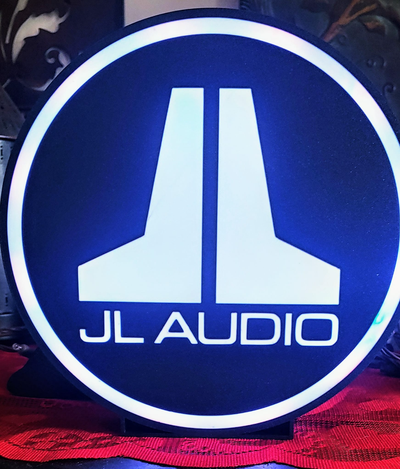 jl audio ispirato lightbox by glengri arte segni loghi jlaudia guidato luce notturna uomo delle caverne 3d print model - Mito3D