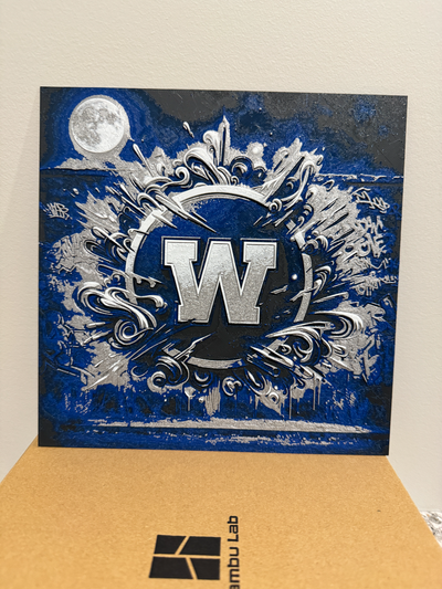 winnipeg blue bombers - graffiti logo by canadian gamer generative 3d model hueforge & lithophane cfl football 3d print model - Mito3D