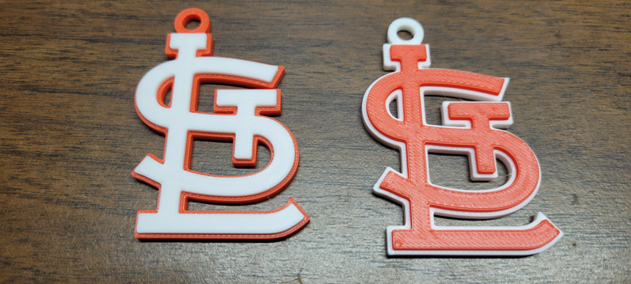 stl - st louis cardinals baseball keychain large loop 1 color change remixed by mtaphorn hobby & diy sport outdoors key chain st cardinal sports bigger two colors one 3d print model - Mito3D