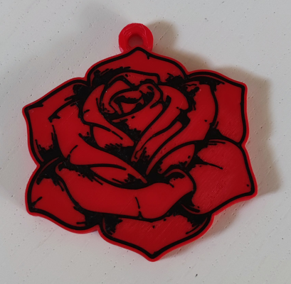 red rose keychain by marcozovo art coin & badges love 3d print model - Mito3D