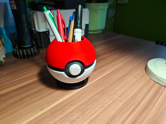 pokemon pokebola bolígrafo soporte estante by m holicky casa oficina multicolor montaje requiere ensamblaje frio mundo pal organización 3d print model - Mito3D