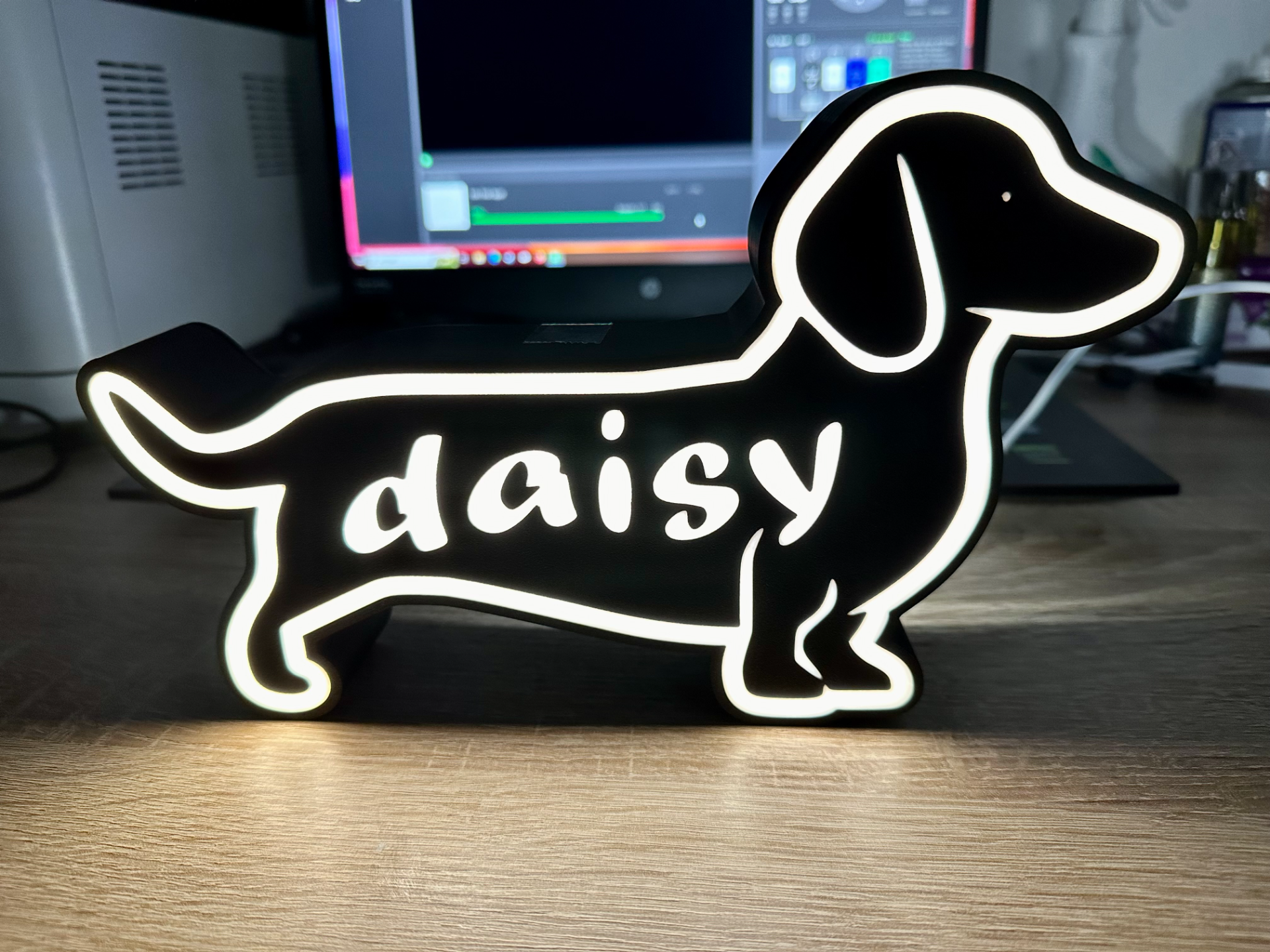 daksund led hafif kutu lampe papatya by sqdsl ger sanat 2d lamba şerit 3D print model - Mito3D