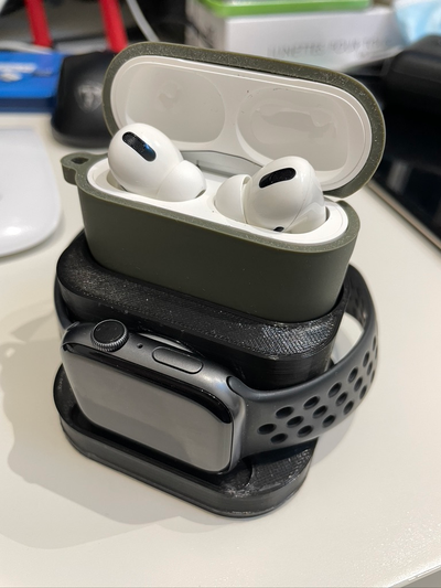 elma izlemek airpod'lar profesyonel şarj cihazı durum kılıf by fred eric araçlar gadget'lar ayakta durmak 3d print model - Mito3D