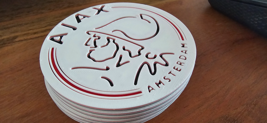 ajax coaster remixed by bennytje art signs & logos a1 soccer voetball onderzetter amsterdam ams multicolor 3d print model - Mito3D