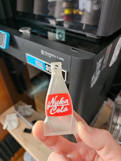 nuke cola clear keyring by thisnoise fashion models fallout nuka vault boy tec fun gaming gift 33 thirst drink fall out bethesda 3d print model - Mito3D