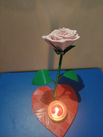 cœur rose thé bougie supporter by rhizbar ménage décor valentin roses l'amour fleur multicolore saint art 3d print model - Mito3D