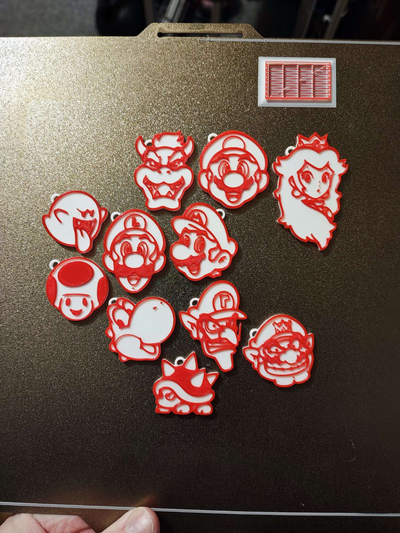 mario bros keychain by fikuss30 art signs & logos mariobros luigi tortuga yoshi lugi fantasma bowser bros 3d print model - Mito3D