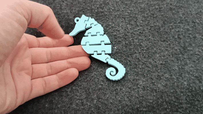 flexi seahorse ocean collection by valeria momo & mattia toys games articulated animal fidget gadget keychain keyring print in place 3d print model - Mito3D