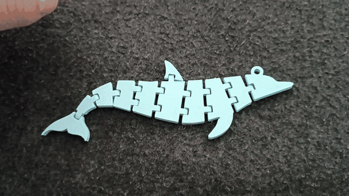 flexi dolphin ocean collection by valeria momo & mattia toys games keychain keyring animals sea articulated animal fidget print in place 3d print model - Mito3D