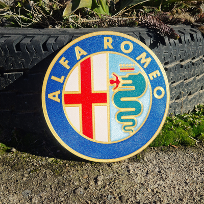 alfa romeo parete logo 1972 by produttore innovazioni arte 2d alfa romeo muraria wallart2d loghi 3d print model - Mito3D