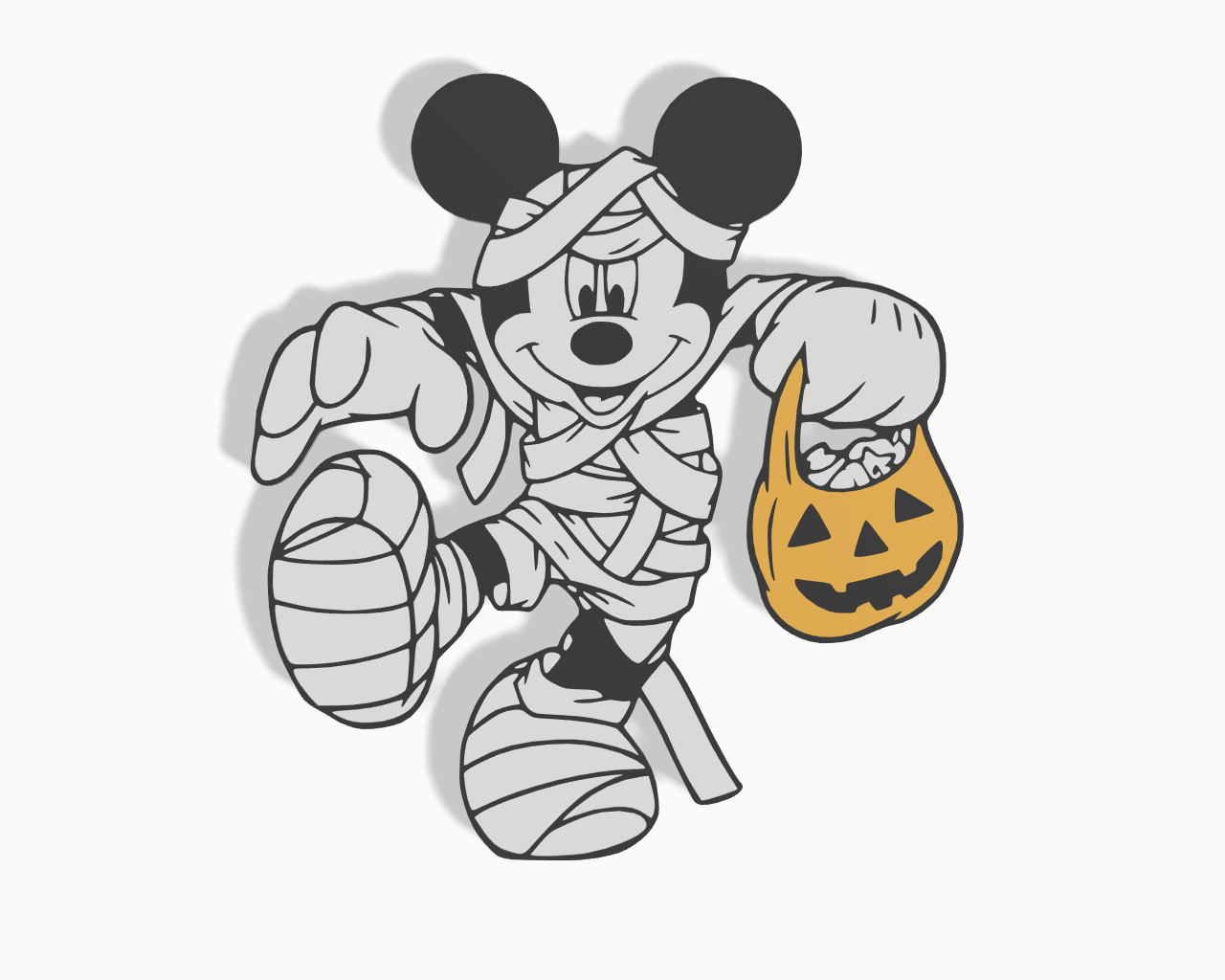 mickey souris as momie halloween décoration or art mural by tvorim3d 2d disney halloween souris multi couleur multimatériau personnage 3D print model - Mito3D