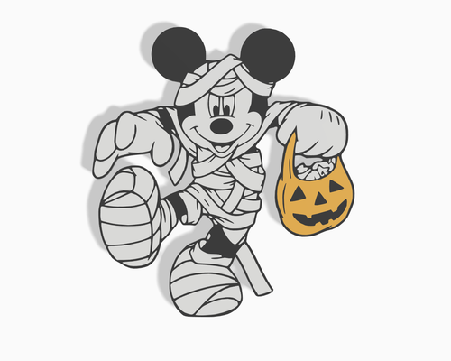 mickey souris as momie halloween décoration or art mural by tvorim3d 2d disney halloween souris multi couleur multimatériau personnage 3d print model - Mito3D