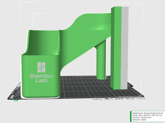 bambu laboratório filamento cocô bin 4cm superior x1 x1c p1p remixado by luc1f3r 3d impressora acessórios balde bambulab recipiente lixo 3d print model - Mito3D