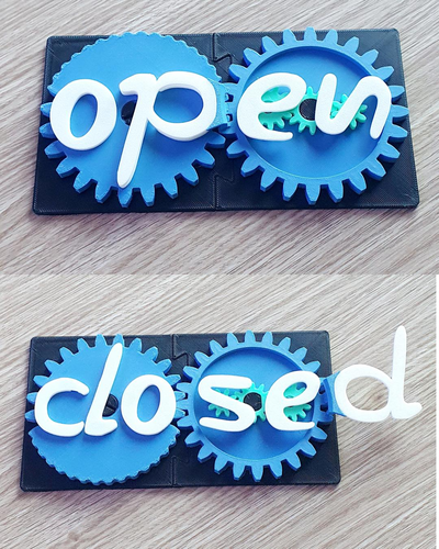 open closed sign remixed by genii2811 household decor close text illusion flip 3d print model - Mito3D