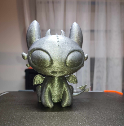 toothless cute by impacterdiy toys & games outdoor silver black a1 bambu dragon 3d print model - Mito3D