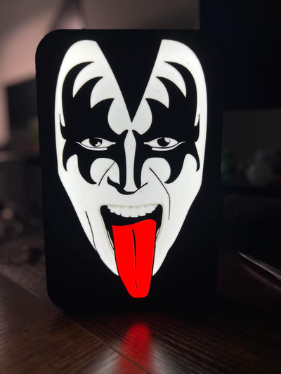 kiss lightbox by geek genius collective art signs & logos genesimmons gene simmons band rock light ggc collectible music gift giftidea 3d print model - Mito3D