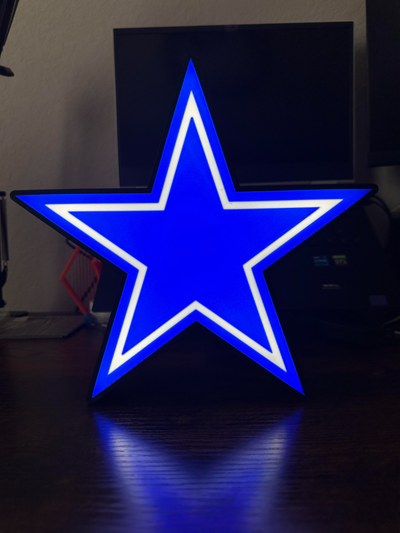 kovboylar star by geek toplu sanat işaretler logolar kovboy dallas teksas futbol takım takımlar spor spor dalları ışık kutu hafif kutu lamba led süper çanak suoerbowl birbirine düşürmek oyna playofflar nfl 3d print model - Mito3D