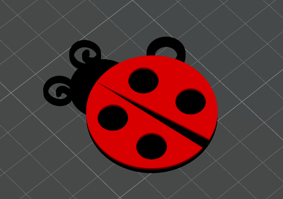 ladybug keyring by marche art coin & badges insect red black key ring 3d print model - Mito3D