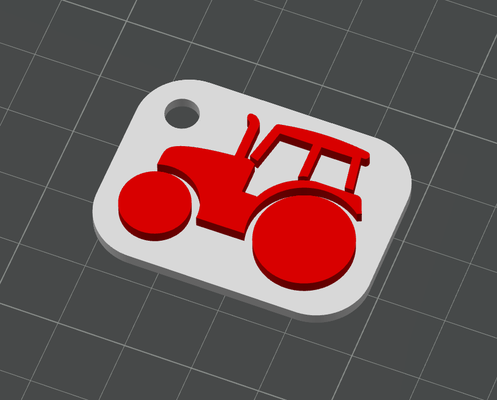 tracteur porte clés by marche art monnaie badges machine ferme 3d print model - Mito3D