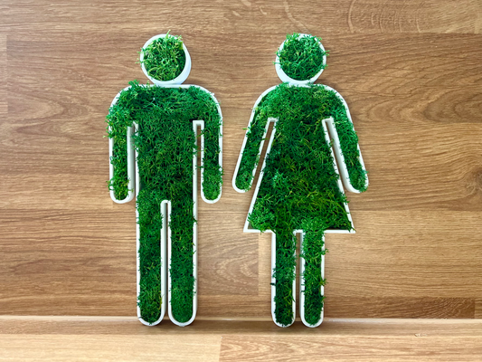 green moss toilet sign by peter h household decor signart wall art gadget signage men women man woman bathroom accessory accessories door closet wc decoration decorative office company modern wash clean restroom restrooms lavatory mens ladies washroom water entry entrance route symbol emblem logo 3d print model - Mito3D