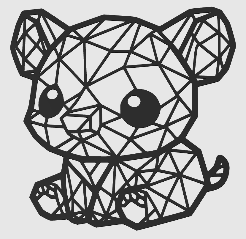 baby bear lineart wall by soulknight1989 art 2d wallart poly animal 3D print model - Mito3D