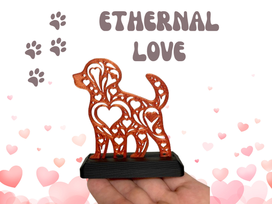 perrito amor silueta by 3dprintsmom arte 2d perro dia san valentin siluetaart 3d print model - Mito3D