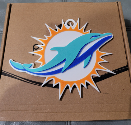 miami delfines 3d logo 180mm serie by tiendas comestibles pasatiempo bricolaje diy deporte aire libre nfl fútbol cadena 3d print model - Mito3D