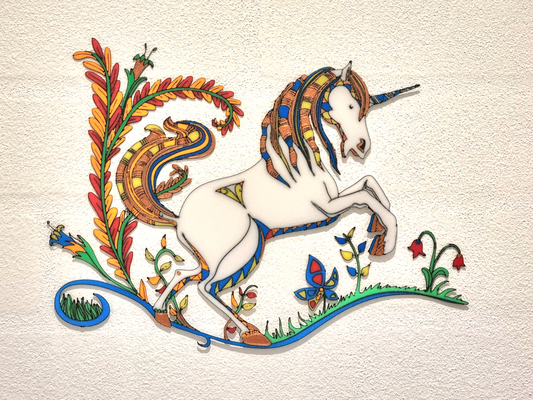 unicornio by germann arte 2d multicolor detalles niño niños caballo mural pared 3d print model - Mito3D