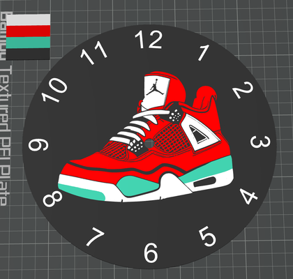 aire jordán 4 reloj cara by lowery 2323 arte modelos pared air jordan jordan4 3d print model - Mito3D