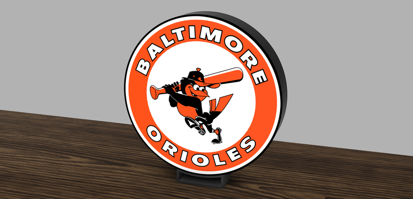 baltimore orioles light box by cuhrazy art signs & logos mlb baseball led lightbox bird logo sign 3d print model - Mito3D