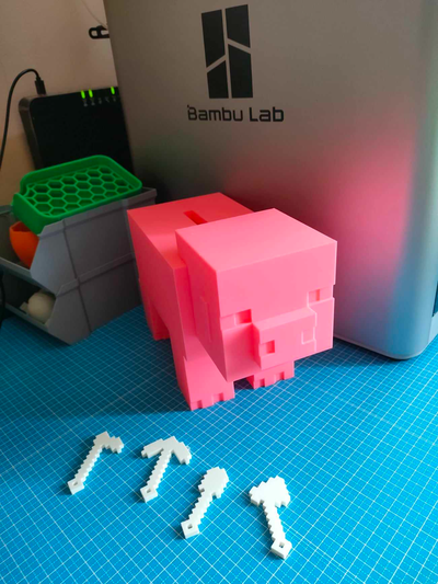minecraft porquinho banco remixado by moomin brinquedos jogos 3d print model - Mito3D