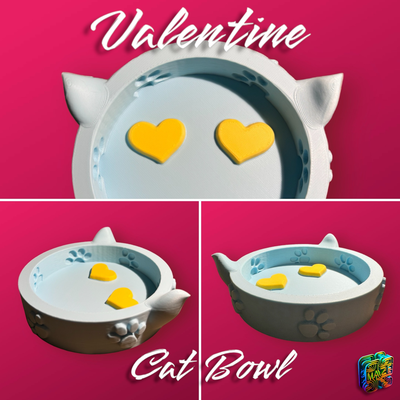 valentinstag katze schüssel by matze drucker haushalt dekor container dekoration schreibtisch büro zubehör liebe herz pfote valentinstagkunst 3d print model - Mito3D