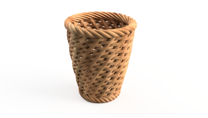 tall wicker basket remixed form conical helical by ljhtom javier hernando household decor 3d print model - Mito3D