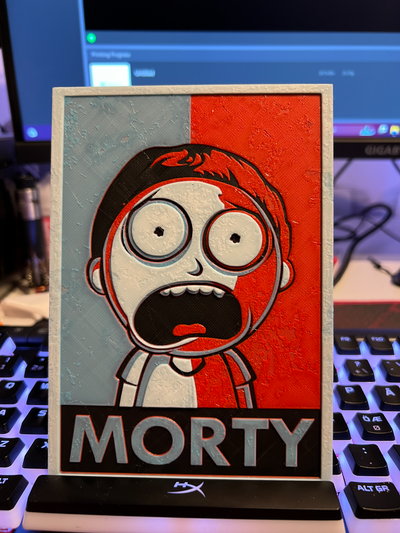 morty smith - hueforge by bobbanski generative 3d model & lithophane rick art filamentpainting 3d print model - Mito3D