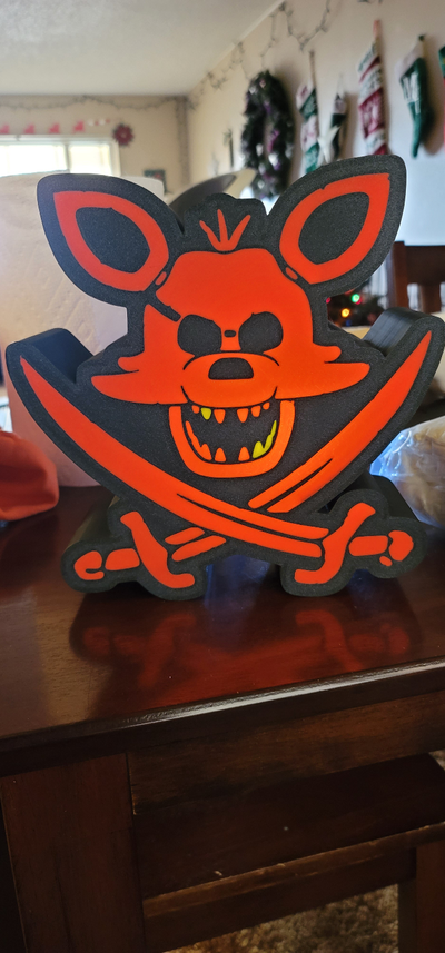 five nights at freddys foxy light box by mountainmantis art signs & logos fnaf freddy foxythepirate lightbox led freddy's 3d print model - Mito3D