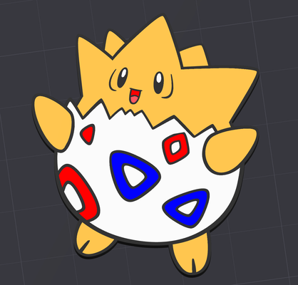 pok lun togepi badge by in robot art monnaie badges pokémon 2d plat ams couleur anime dessin animé jeu 3d print model - Mito3D