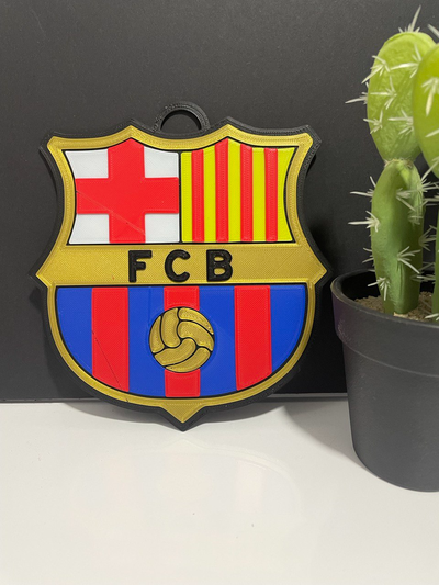 escudo fc barcelona by worldcat3d arte moneda insignias liga futbol messi espadas fifa uefa 3d print model - Mito3D