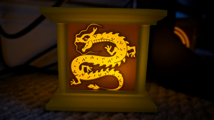 dragon tea light lantern chinese year by omegapoint household decor fun easy lamp 3d print model - Mito3D