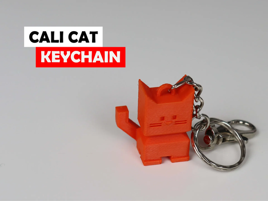 cali cat keychain remixed by cube3dworld 3d printer test models calibrate calibration calicat accessory 3d print model - Mito3D
