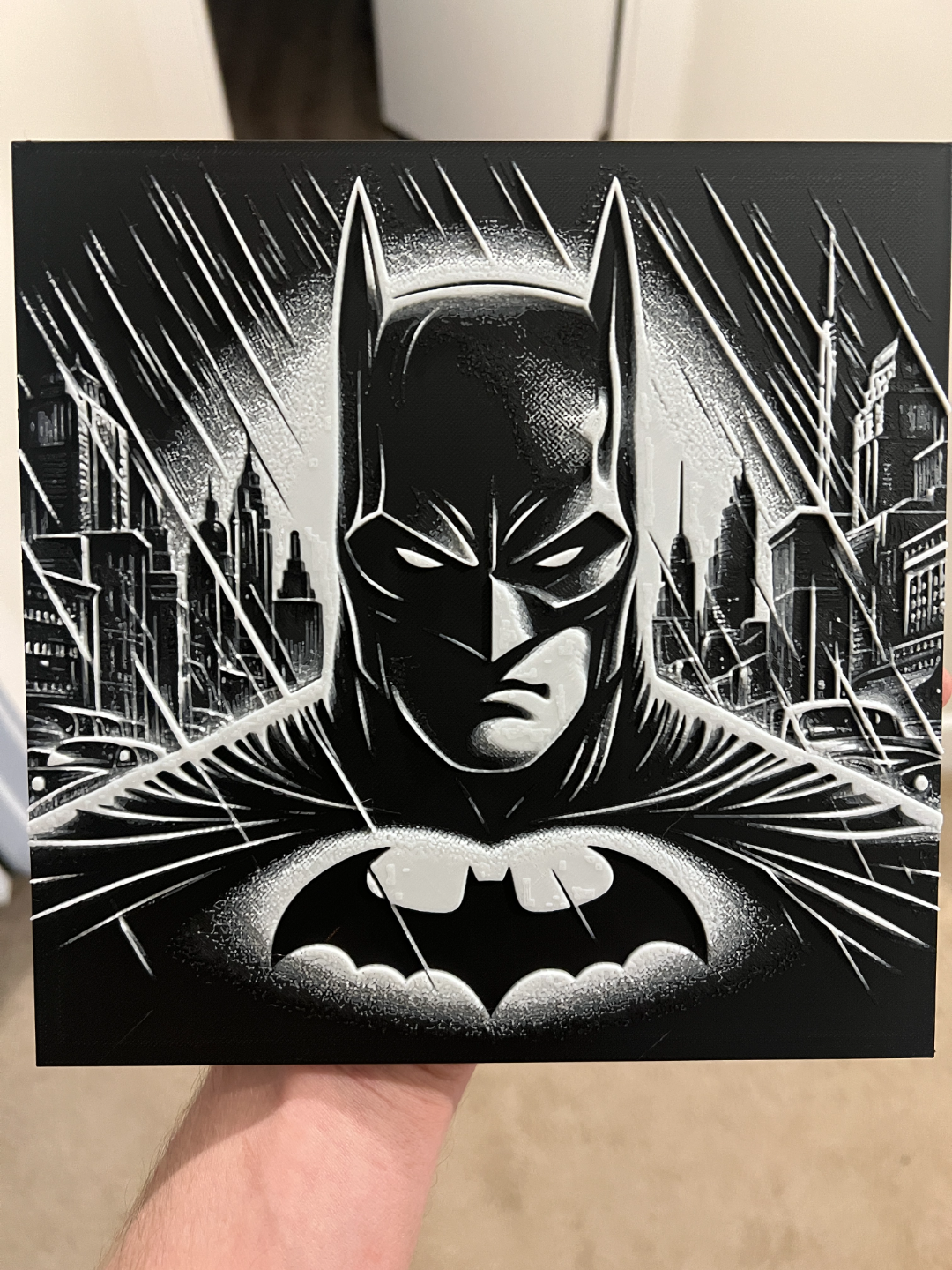 batman bande dessinée style art signe forge chapeaux by rp47 dessins génératif 3d modèle lithophane dc bandes dessinées merveille super héros mur 3D print model - Mito3D