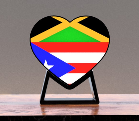 puerto rico jamaicano bandera corazón led caja ligera by mfdesigns3d arte señales logos puerto rico jamaica 3d print model - Mito3D