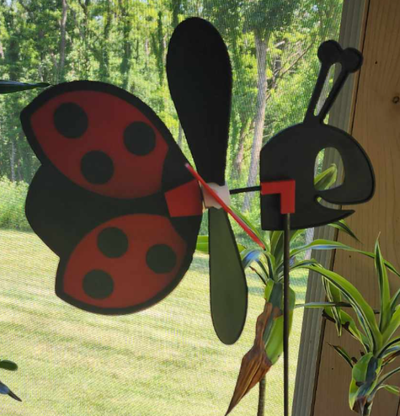 lady-bug wind-spinner by 3d-printer-imagination household garden lady bug catcher wind instrument chime proof hanger popular 3d print model - Mito3D