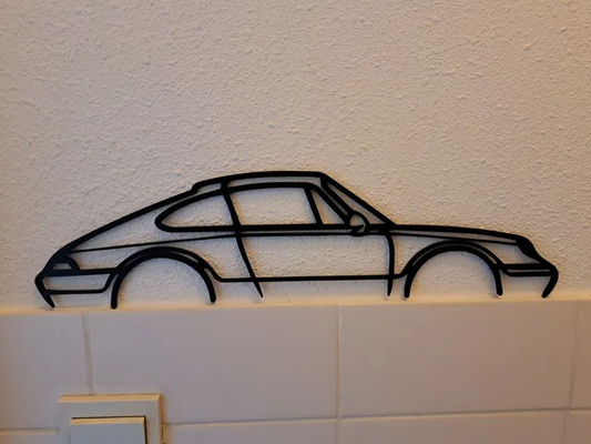 porsche 911 silhouette by pzi 3d kunst 2d wagen accessoir sport süchtig turbo modell wandkunst 3d print model - Mito3D