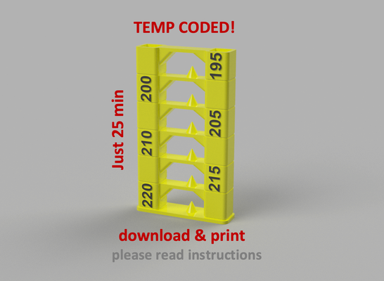 pla temp turm 25 mindest 195 220 by mdesign 3d drucker prüfung modelle versuchung kalibrierung drucken plastik 3d print model - Mito3D