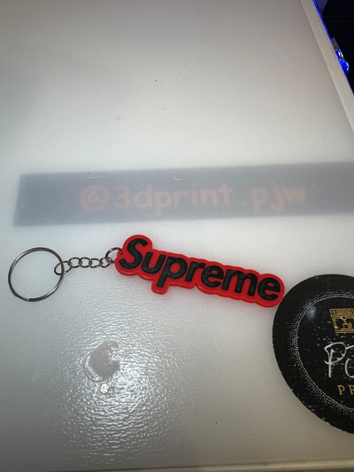 supreme keychain by 3dprintpjw art signs & logos skate skating schluessel anhaenger 3d print model - Mito3D