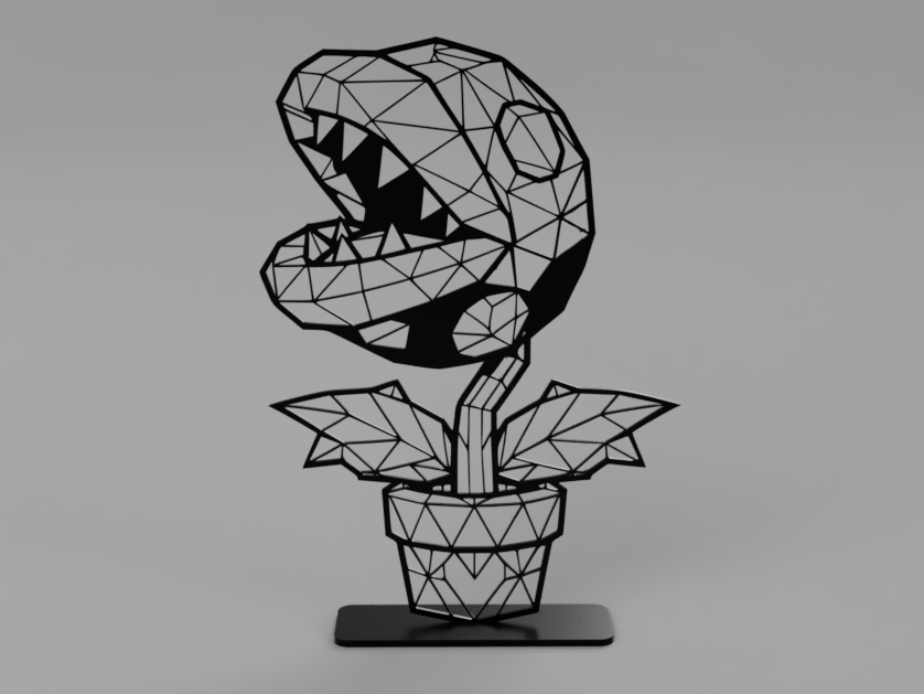 poli piranha plantar ficar pé by forest87 arte 2d planta super mario supermario nintendo pobre decoração presente decorativo jogos videogame filme geométrico jogador nerd retro 8bit 3D print model - Mito3D